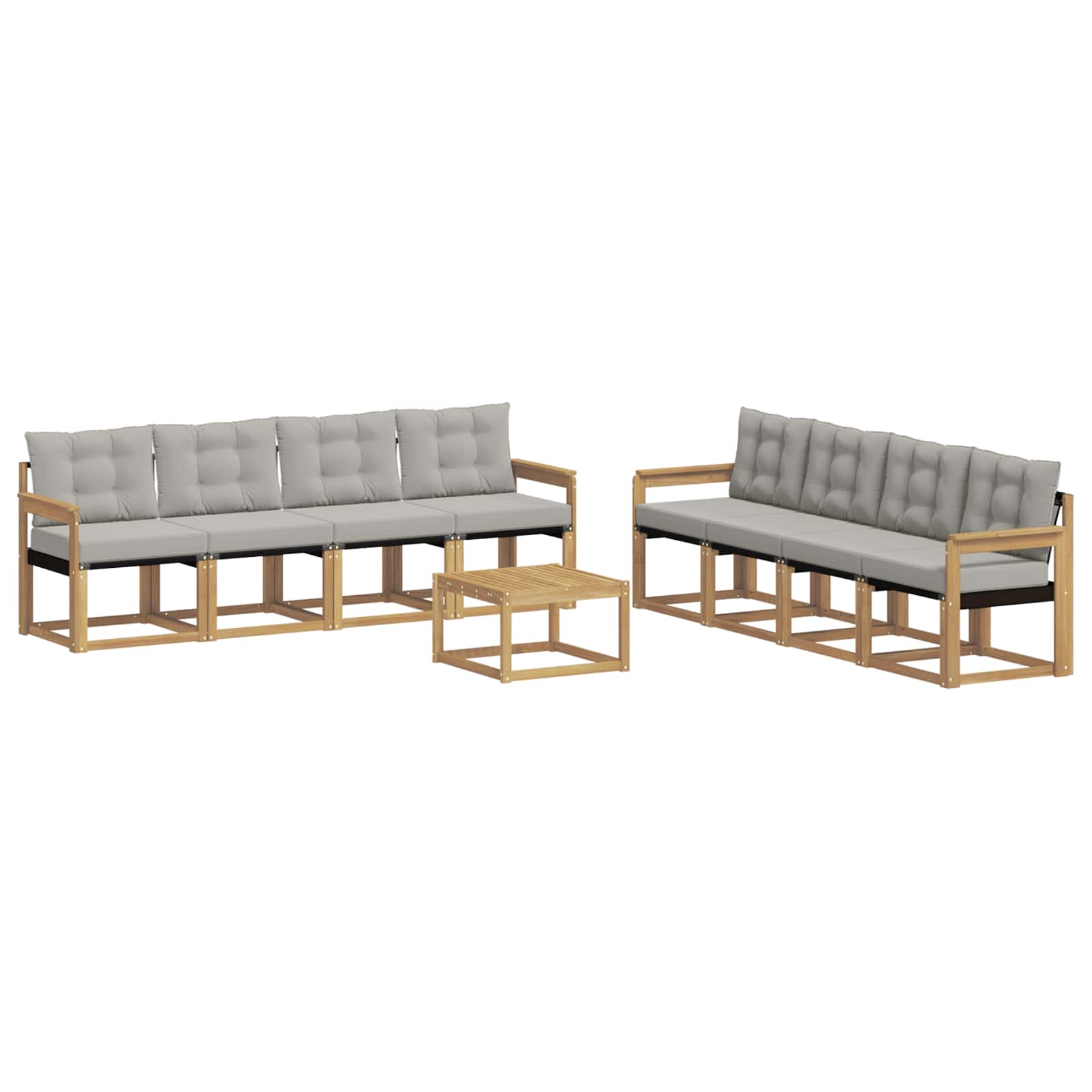 Outdoor-Sofagarnitur mit Kissen 9 pcs Weiß und Hellgrau