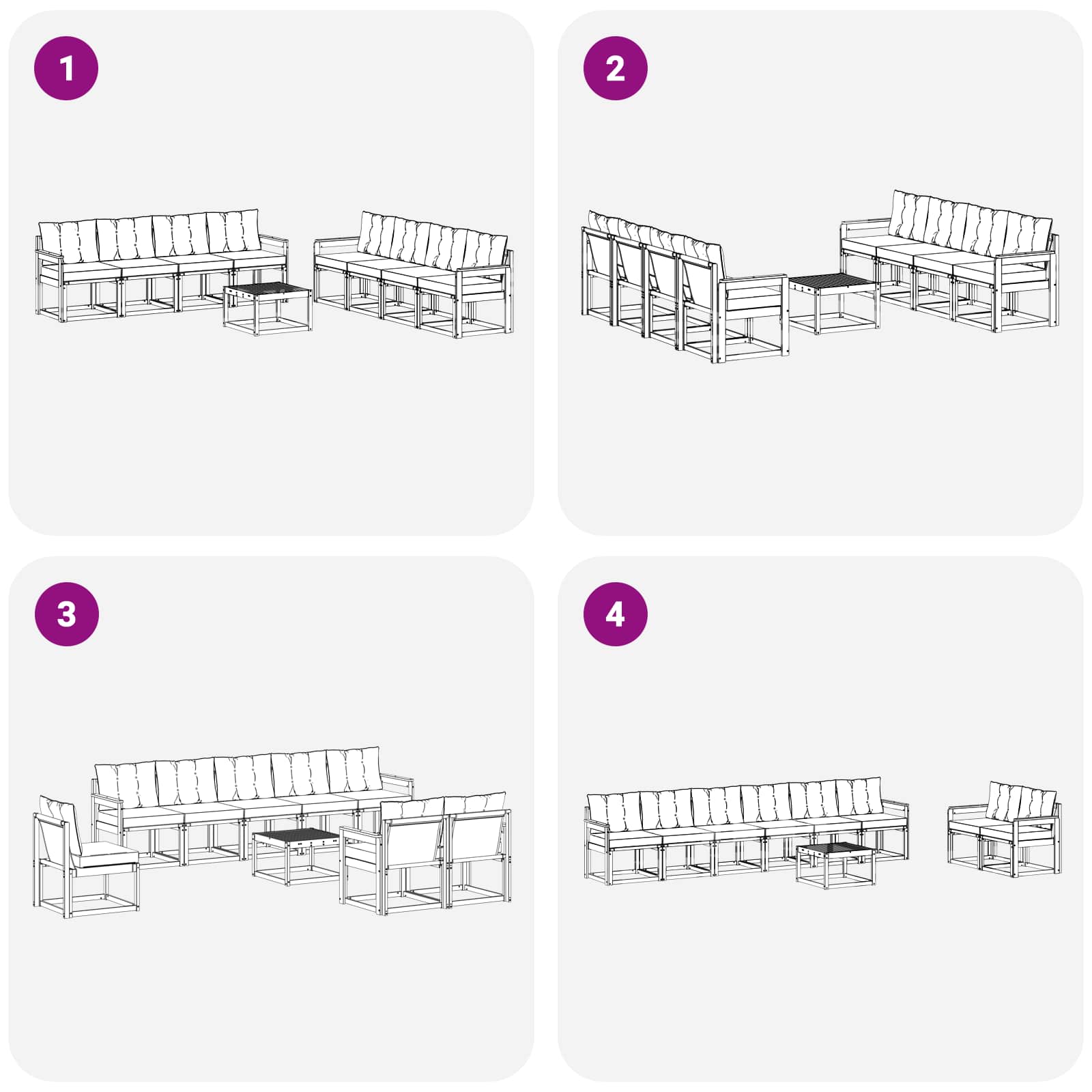 Outdoor-Sofagarnitur mit Kissen 9 pcs Weiß und Schwarz