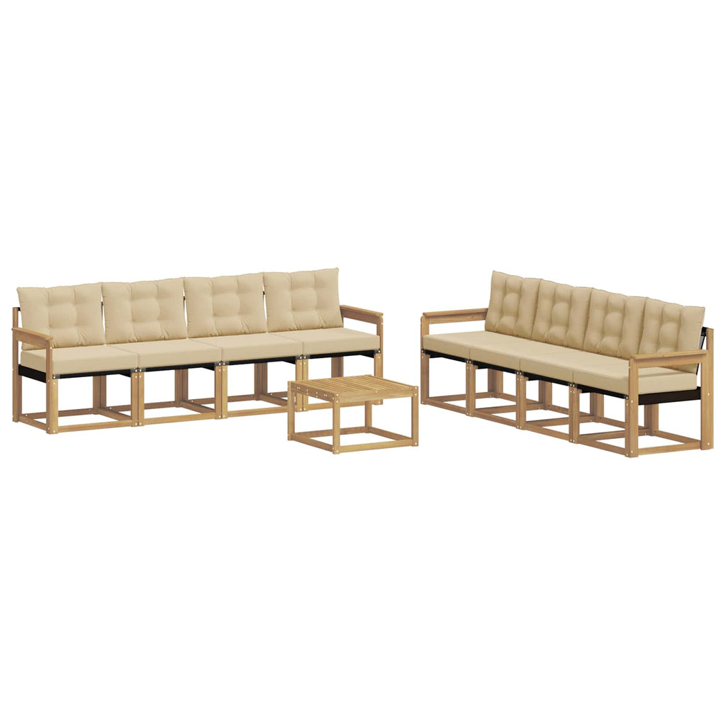 Outdoor-Sofagarnitur mit Kissen 9 pcs Weiß und Beige