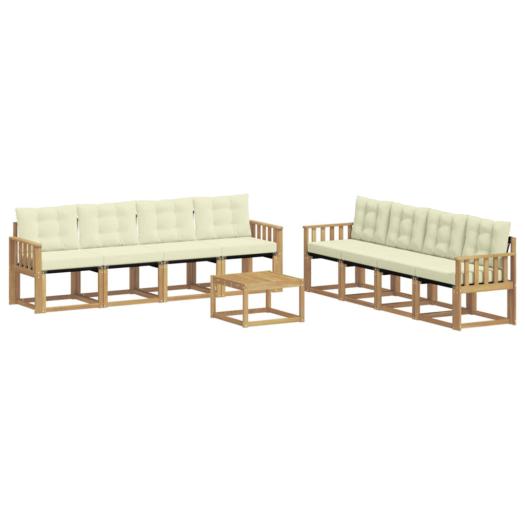 Outdoor-Sofagarnitur mit Kissen 9 pcs Weiß und Creme