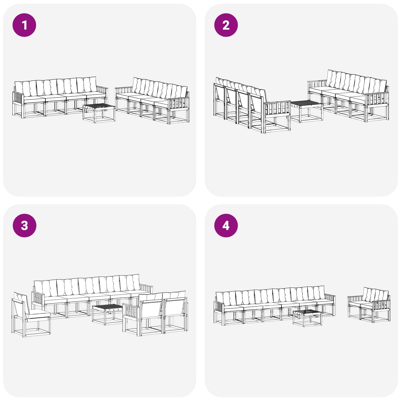Outdoor-Sofagarnitur mit Kissen 9 pcs Weiß und Creme