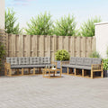 Outdoor-Sofagarnitur mit Kissen 9 pcs Weiß und Hellgrau