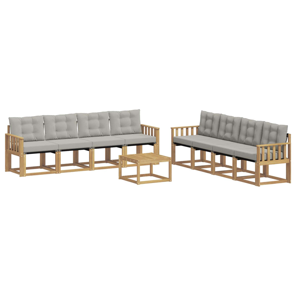 Outdoor-Sofagarnitur mit Kissen 9 pcs Weiß und Hellgrau