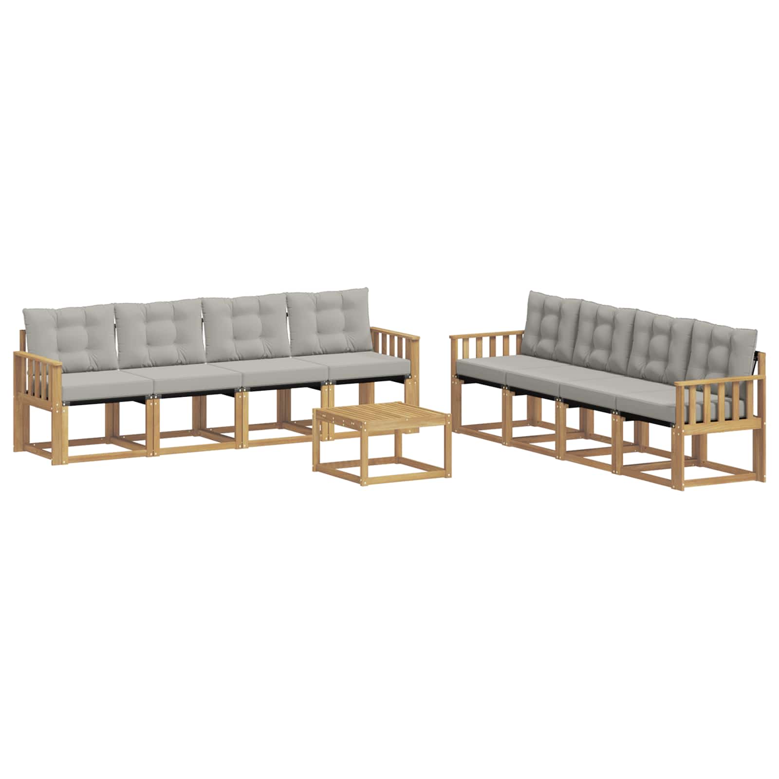 Outdoor-Sofagarnitur mit Kissen 9 pcs Weiß und Hellgrau