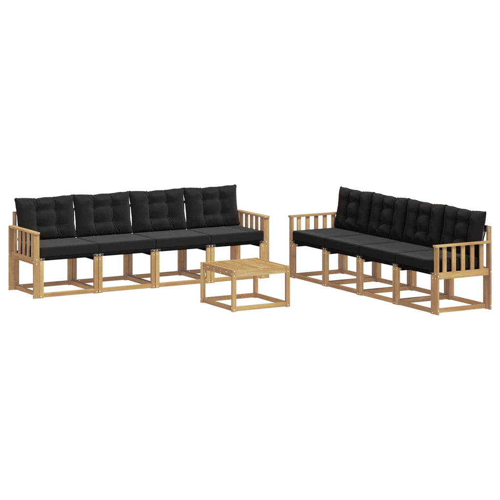 Outdoor-Sofagarnitur mit Kissen 9 pcs Weiß und Schwarz