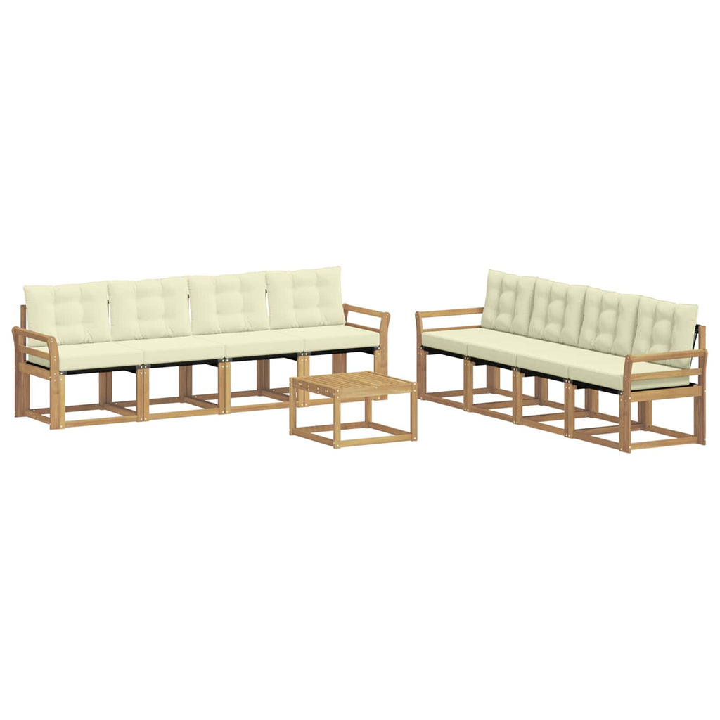 Outdoor-Sofagarnitur mit Kissen 9 pcs Weiß und Creme