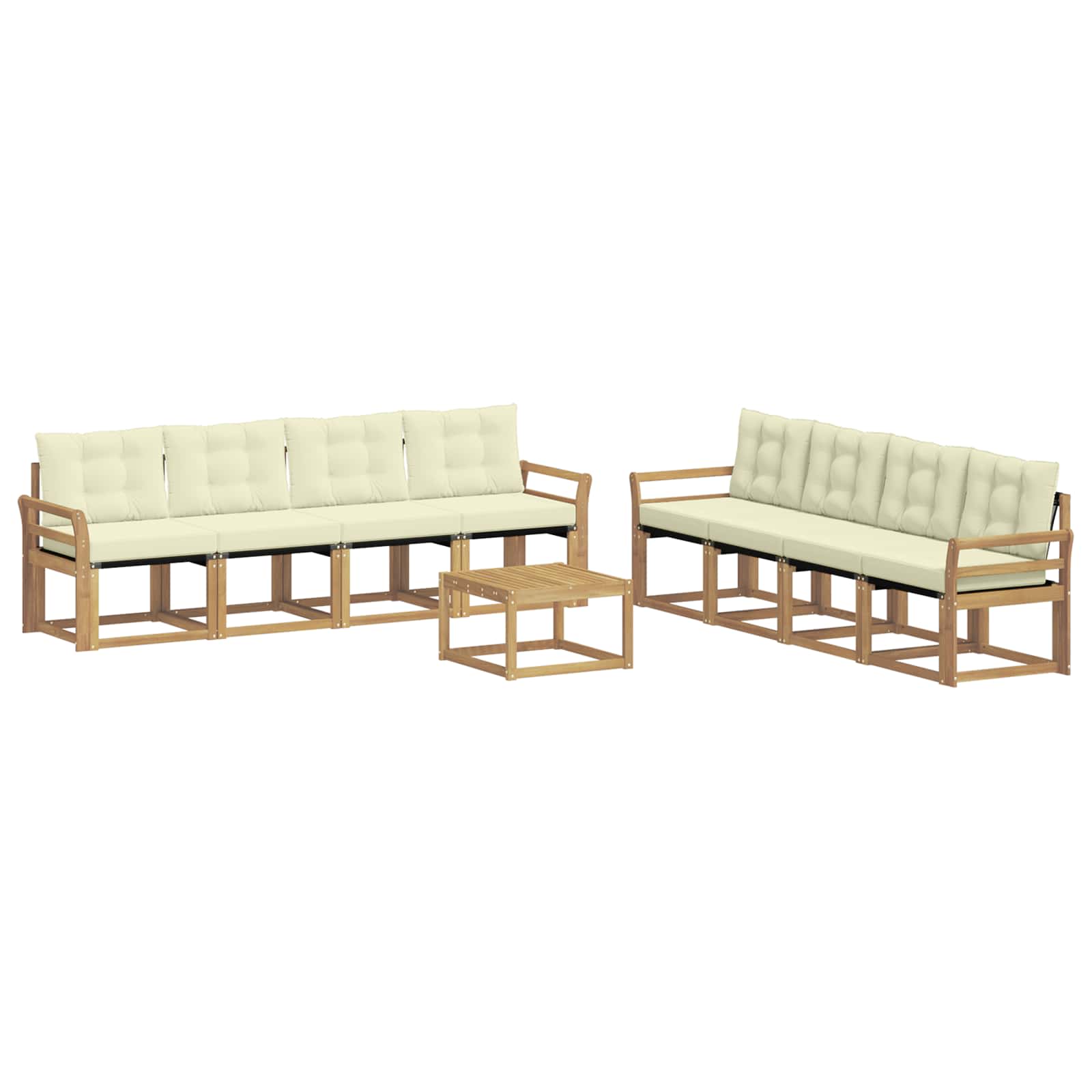 Outdoor-Sofagarnitur mit Kissen 9 pcs Weiß und Creme