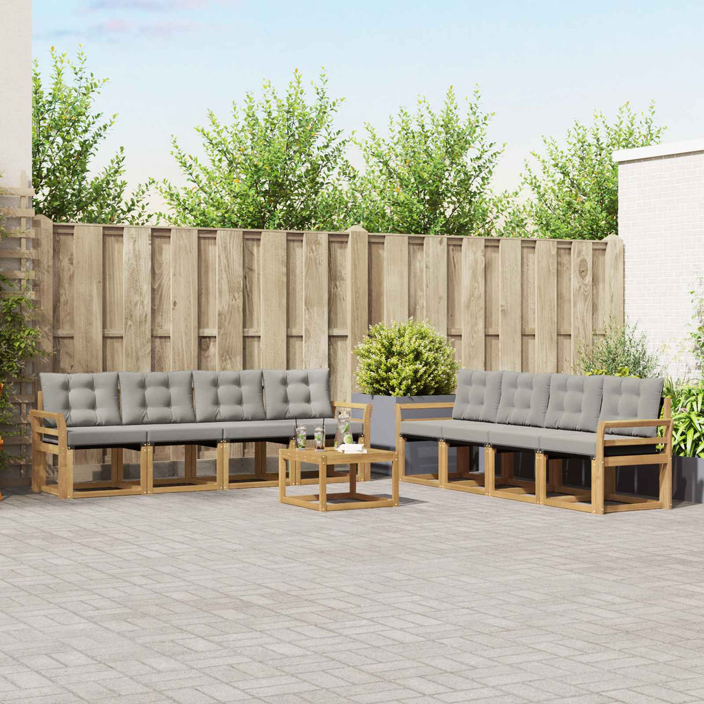 Outdoor-Sofagarnitur mit Kissen 9 pcs Weiß und Hellgrau