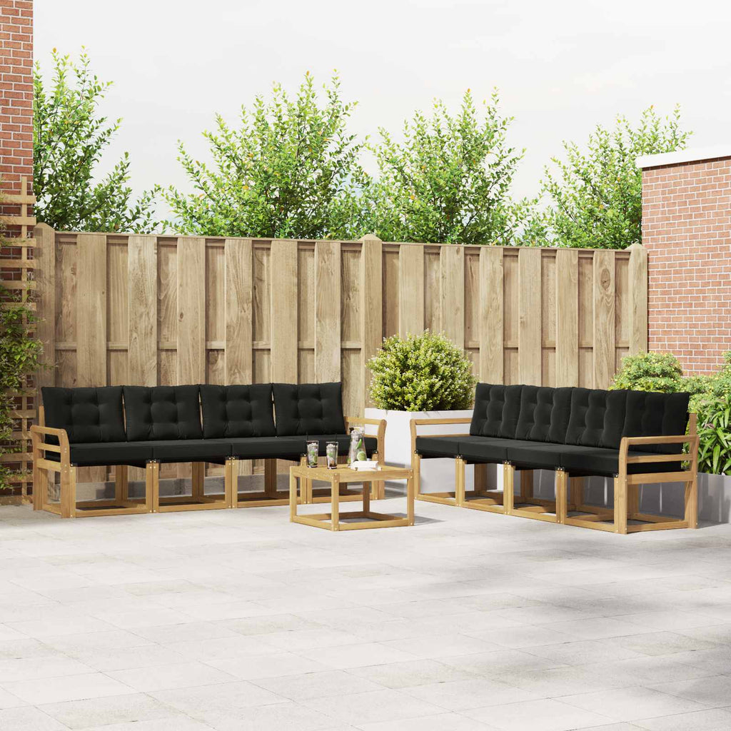 Outdoor-Sofagarnitur mit Kissen 9 pcs Weiß und Schwarz