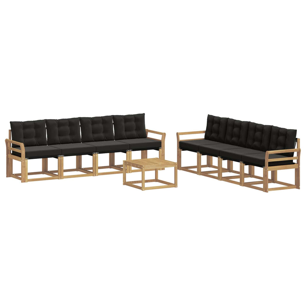 Outdoor-Sofagarnitur mit Kissen 9 pcs Weiß und Schwarz