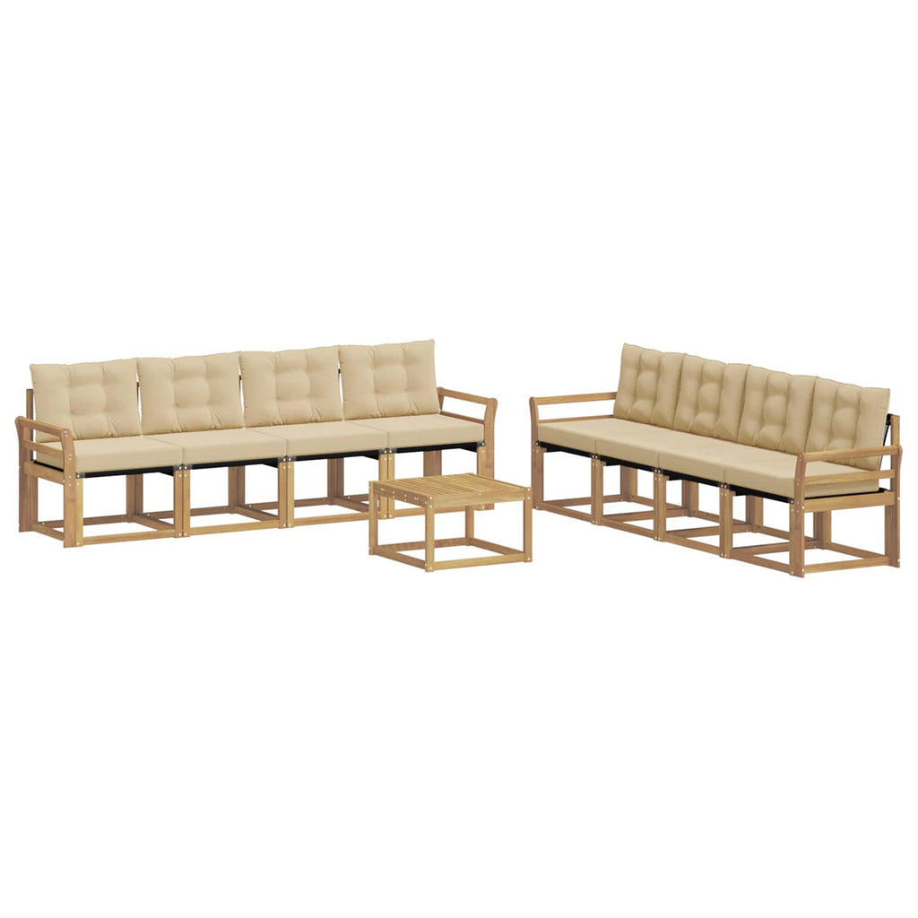 Outdoor-Sofagarnitur mit Kissen 9 pcs Weiß und Beige
