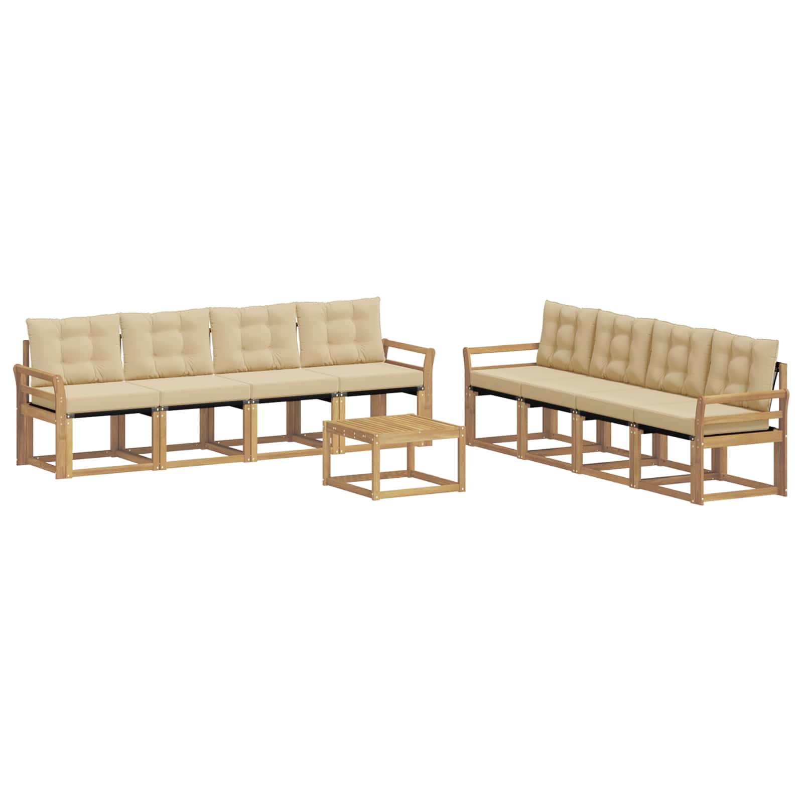 Outdoor-Sofagarnitur mit Kissen 9 pcs Weiß und Beige