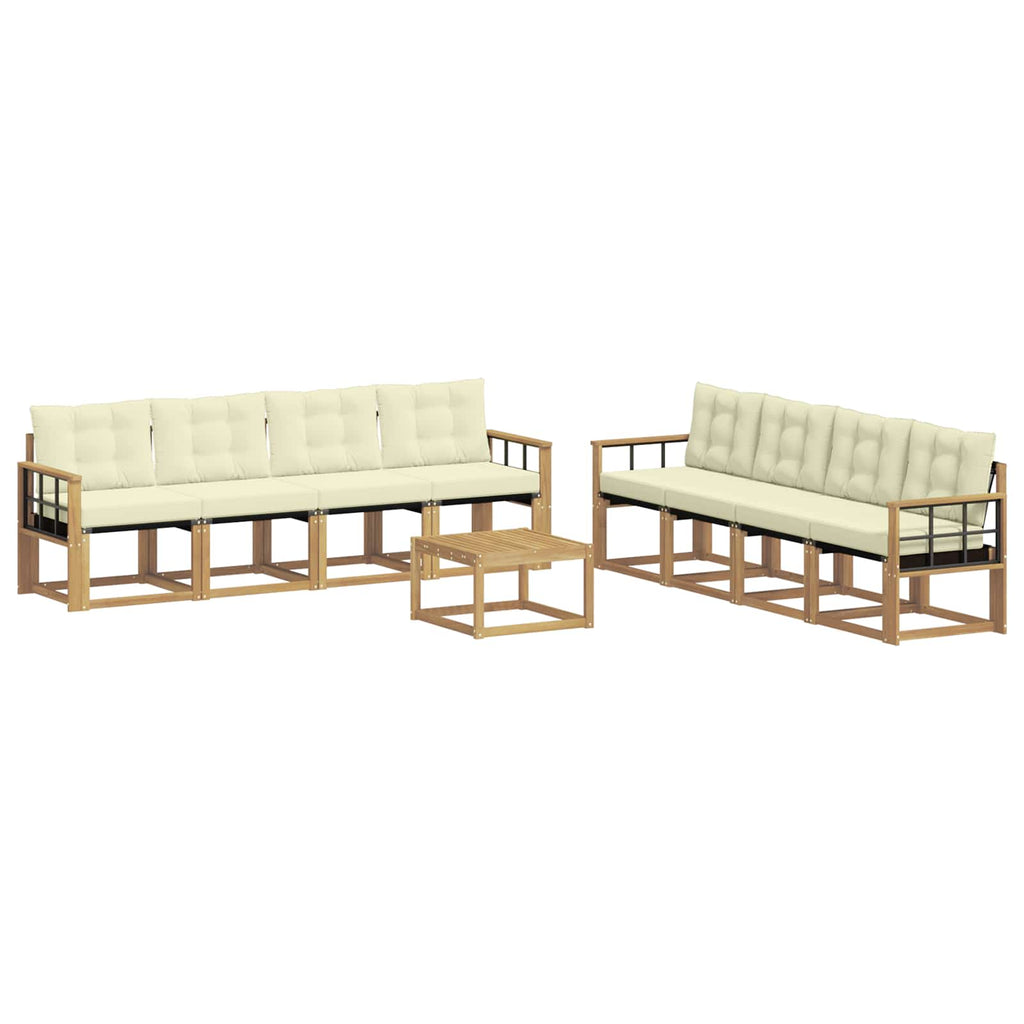 Outdoor-Sofagarnitur mit Kissen 9 pcs Weiß und Creme
