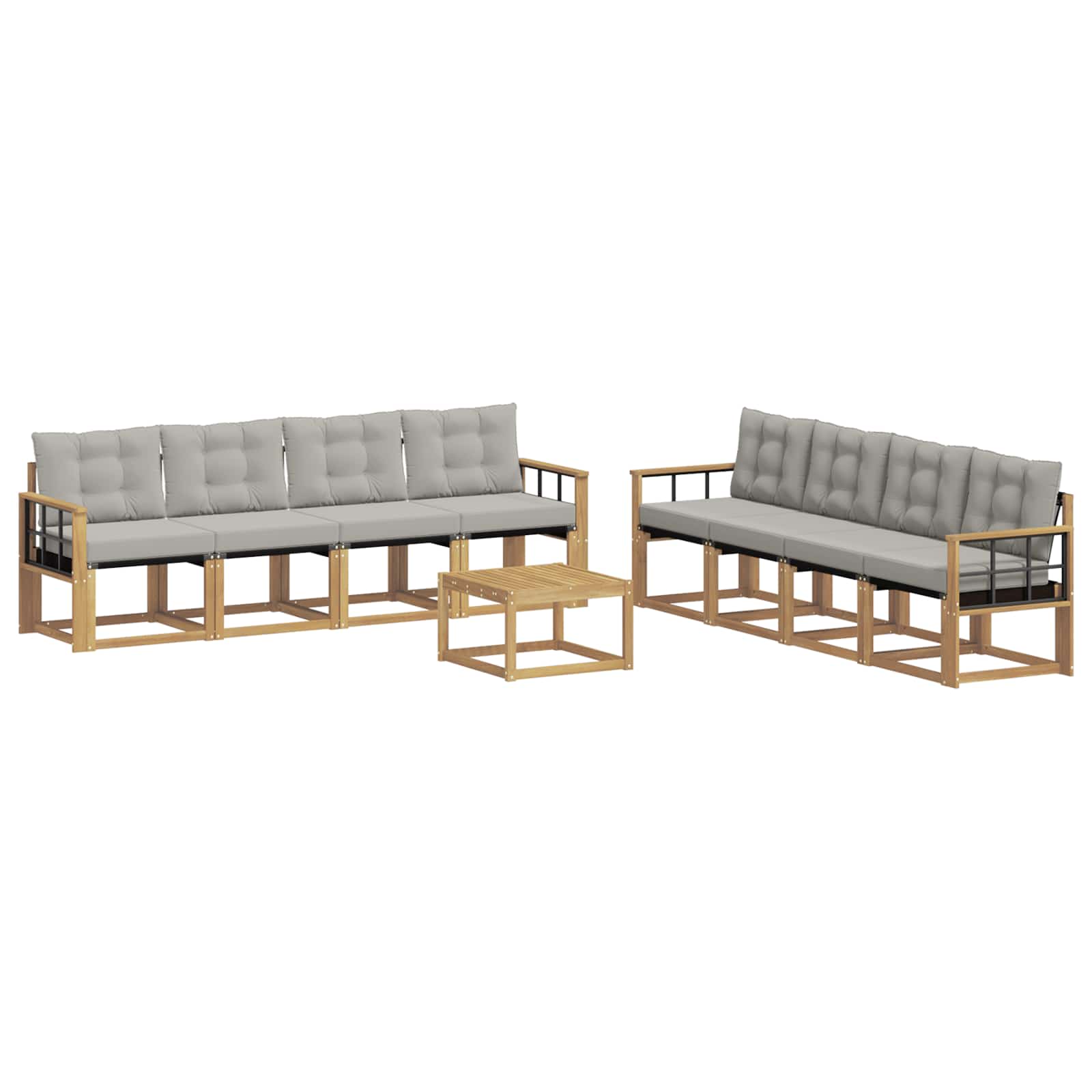 Outdoor-Sofagarnitur mit Kissen 9 pcs Weiß und Hellgrau