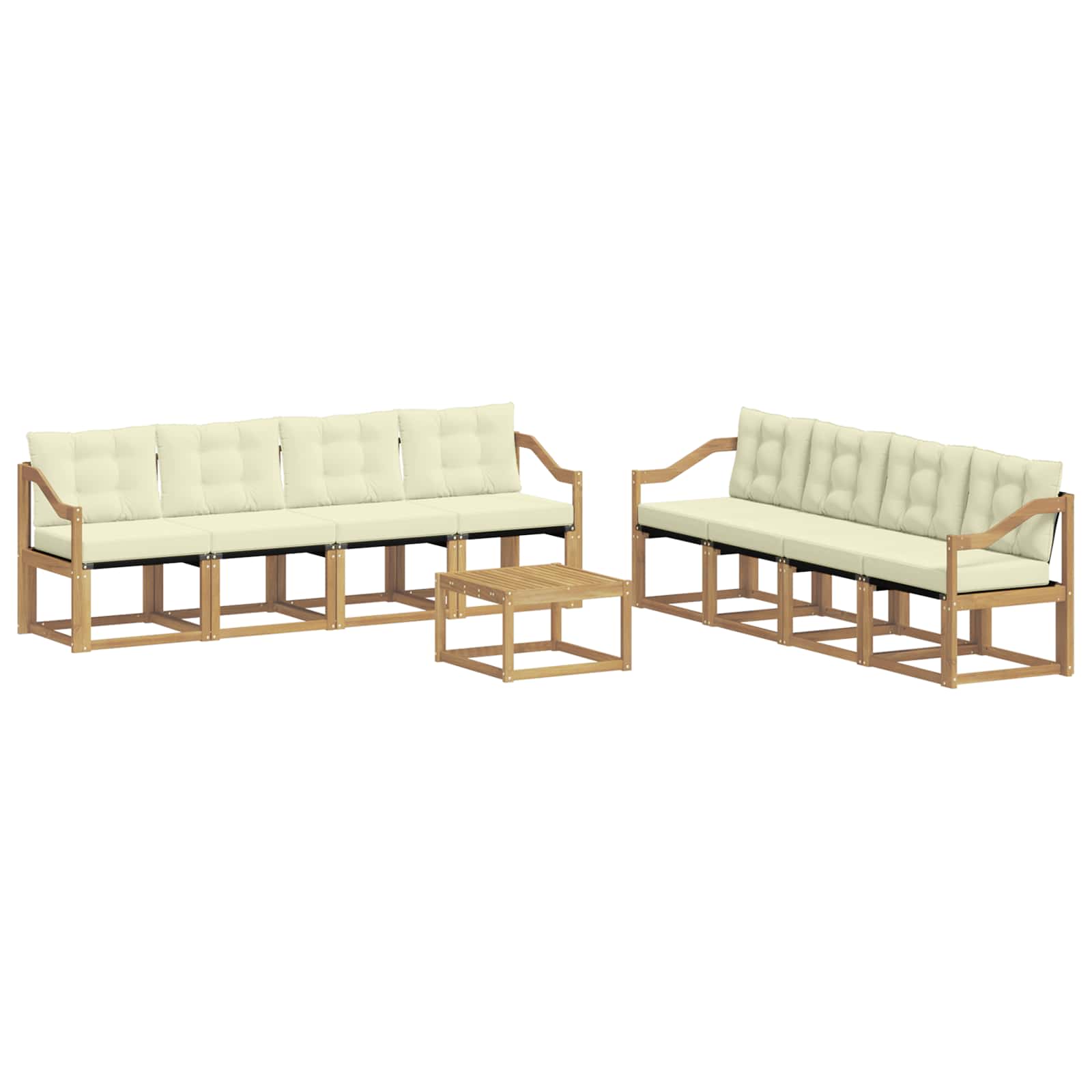 Outdoor-Sofagarnitur mit Kissen 9 pcs Weiß und Creme