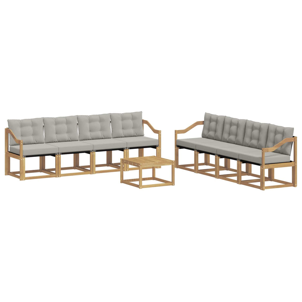 Outdoor-Sofagarnitur mit Kissen 9 pcs Weiß und Hellgrau