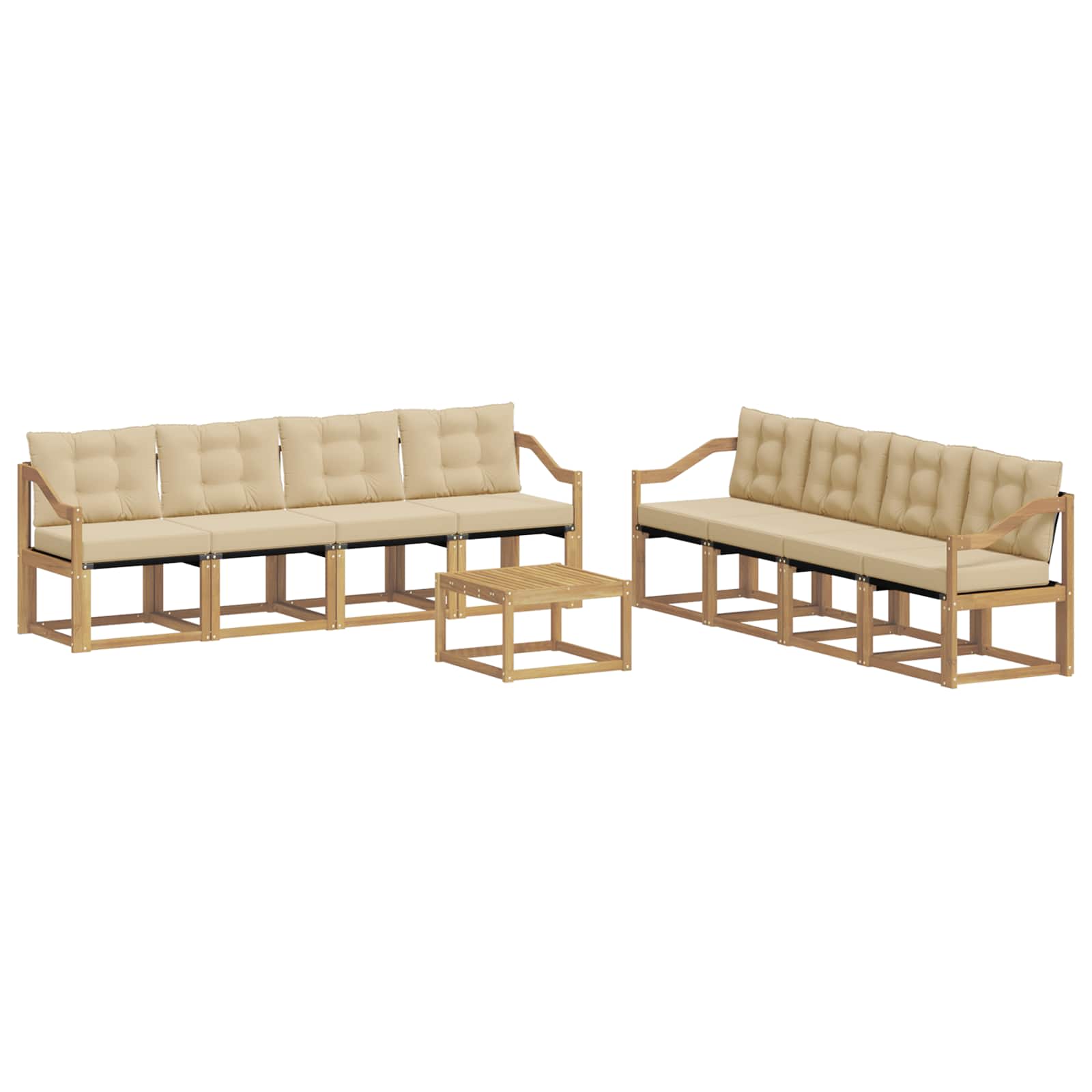 Outdoor-Sofagarnitur mit Kissen 9 pcs Weiß und Beige