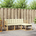 Outdoor-Sofagarnitur mit Kissen 4 pcs Weiß und Creme