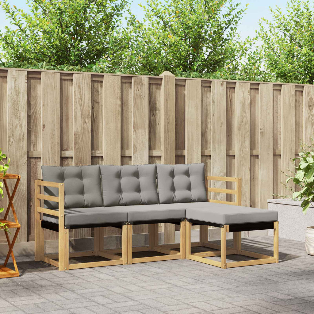 Outdoor-Sofagarnitur mit Kissen 4 pcs Weiß und Hellgrau