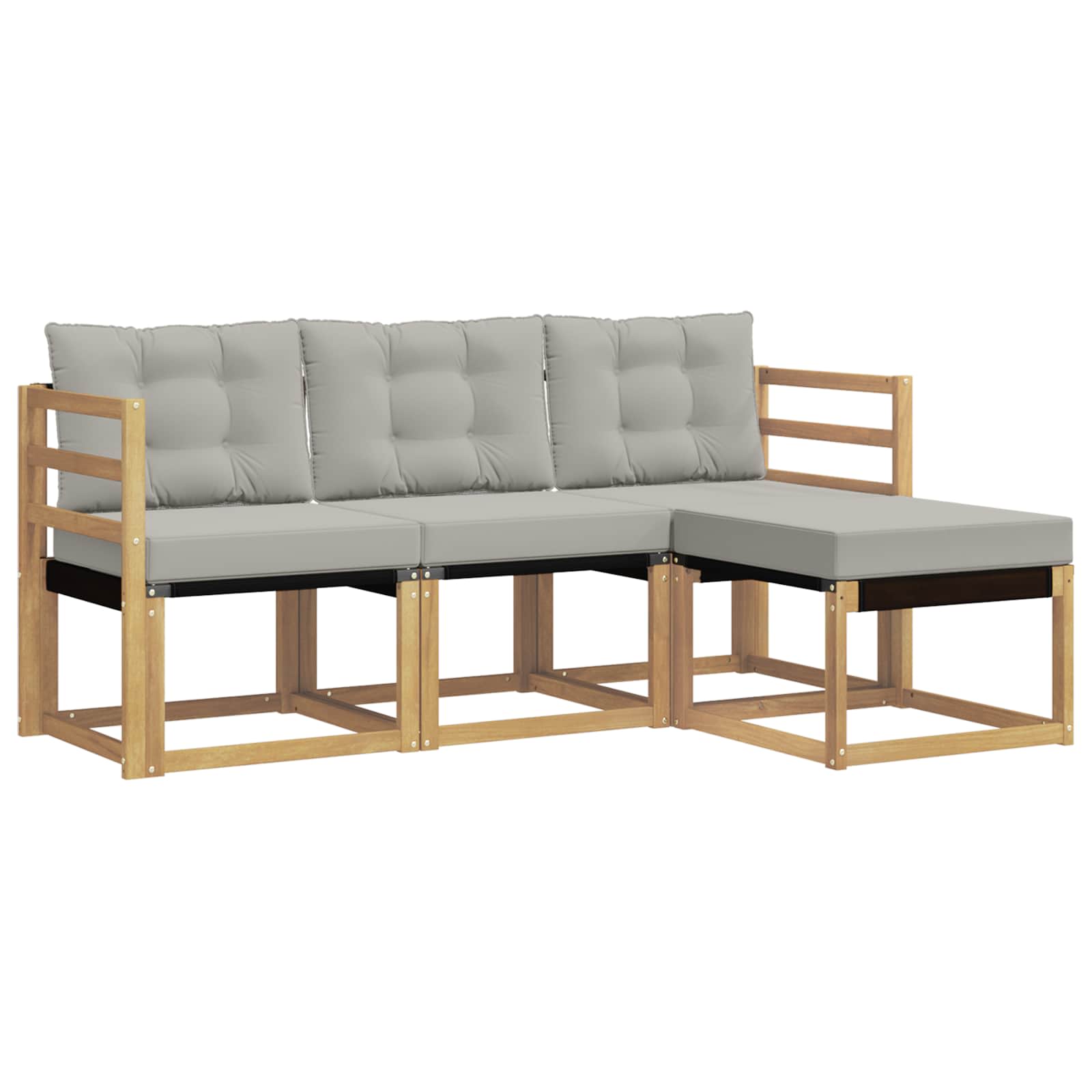 Outdoor-Sofagarnitur mit Kissen 4 pcs Weiß und Hellgrau