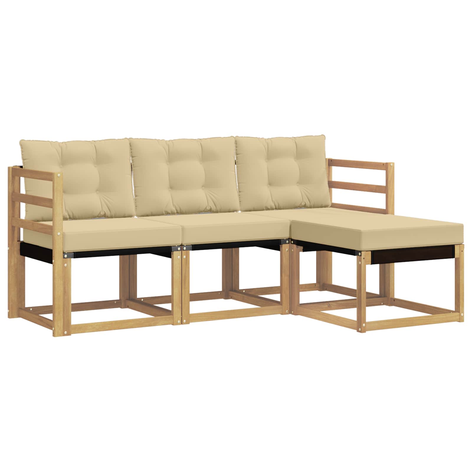 Outdoor-Sofagarnitur mit Kissen 4 pcs Weiß und Beige
