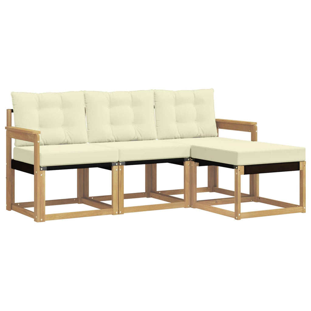 Outdoor-Sofagarnitur mit Kissen 4 pcs Weiß und Creme