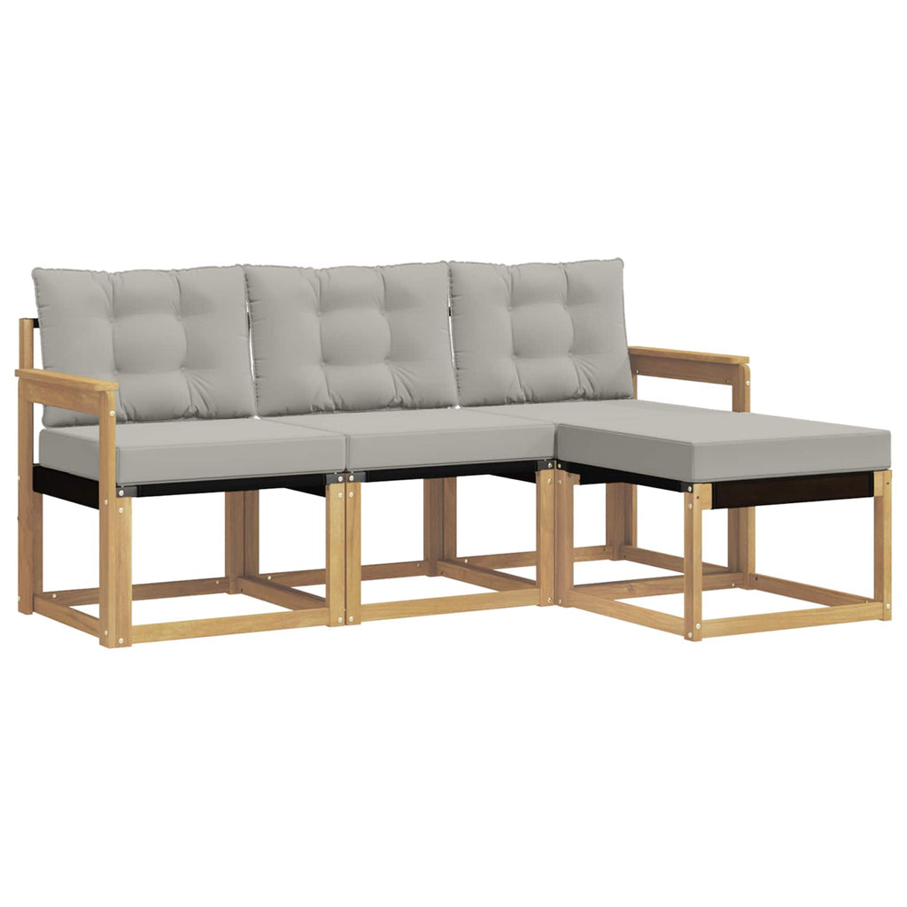 Outdoor-Sofagarnitur mit Kissen 4 pcs Weiß und Hellgrau