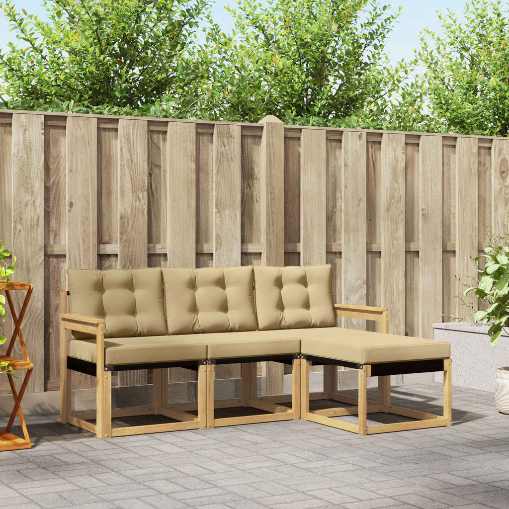 Outdoor-Sofagarnitur mit Kissen 4 pcs Weiß und Beige
