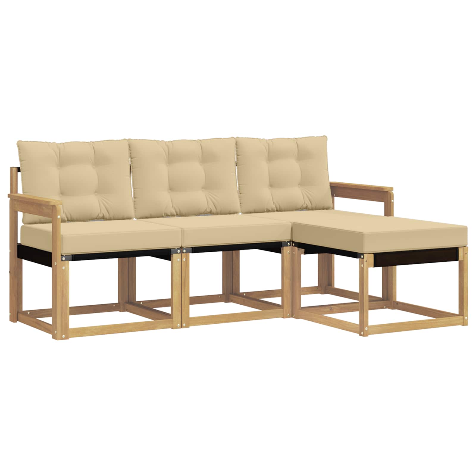 Outdoor-Sofagarnitur mit Kissen 4 pcs Weiß und Beige