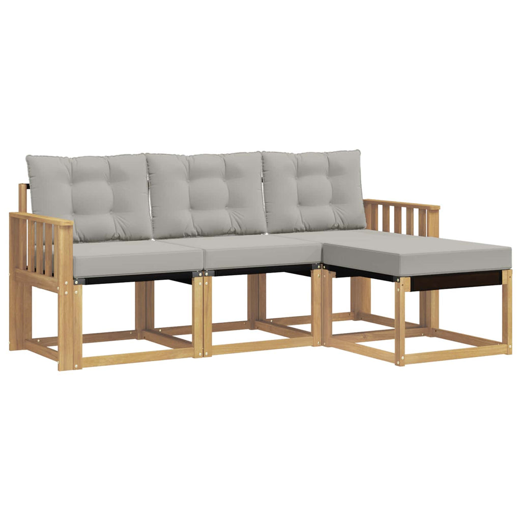 Outdoor-Sofagarnitur mit Kissen 4 pcs Weiß und Hellgrau