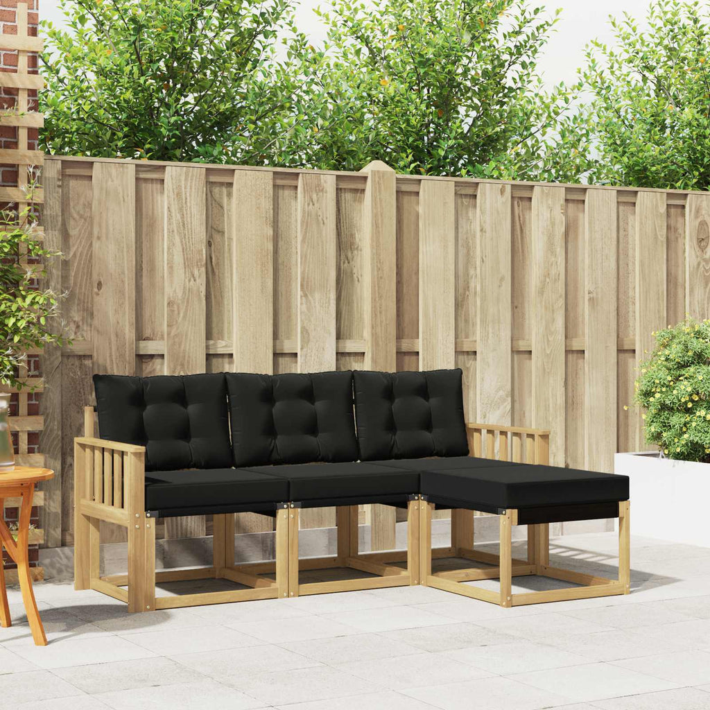 Outdoor-Sofagarnitur mit Kissen 4 pcs Weiß und Schwarz