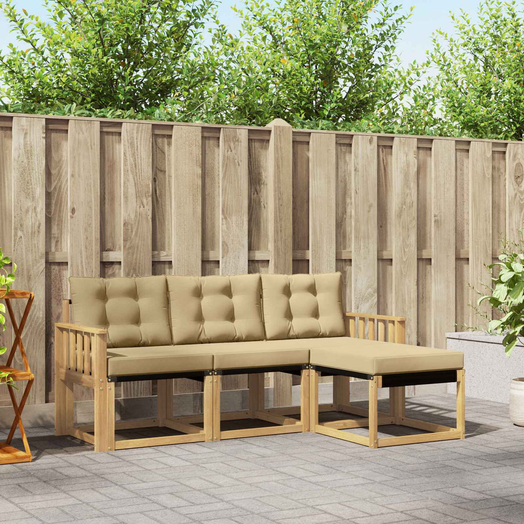 Outdoor-Sofagarnitur mit Kissen 4 pcs Weiß und Beige