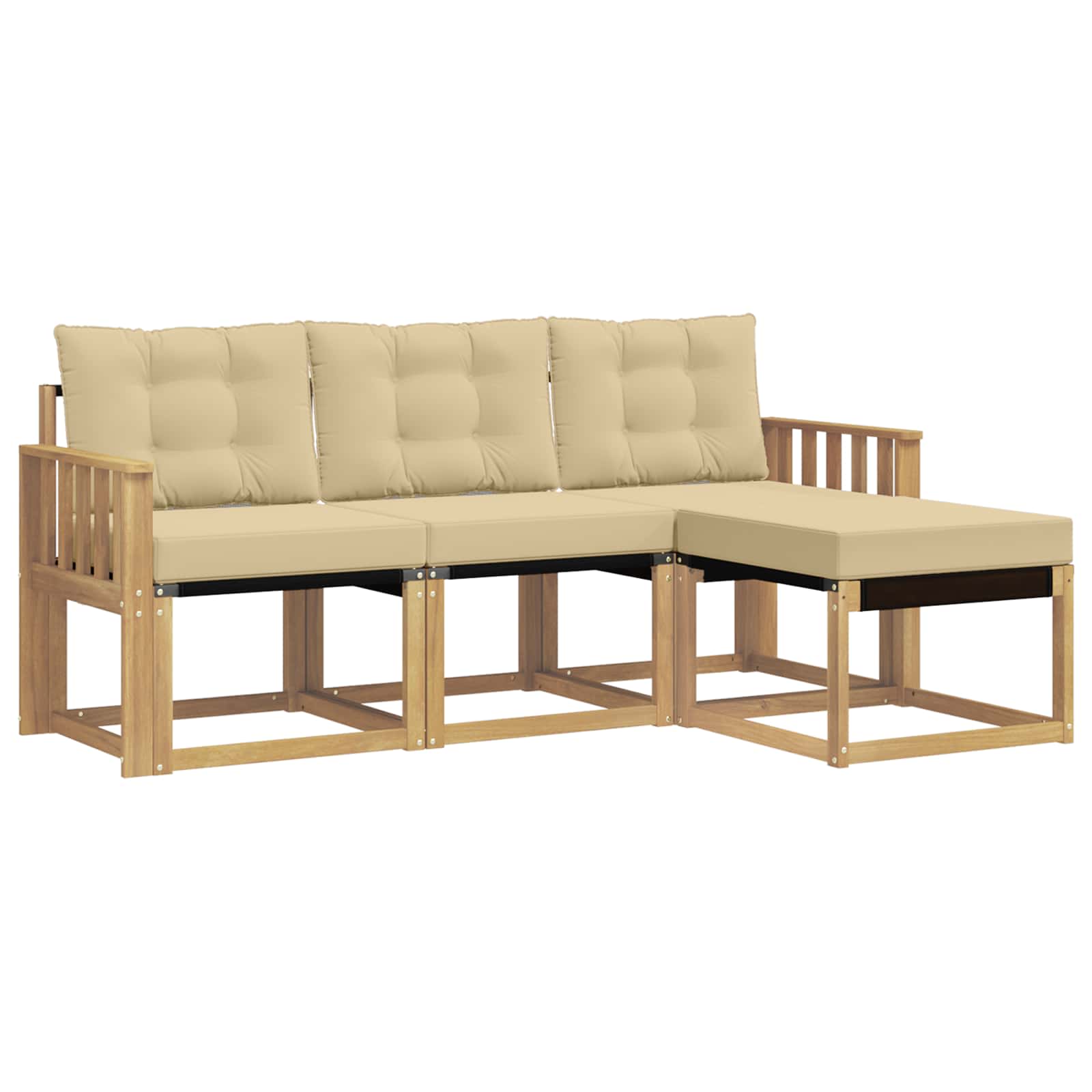 Outdoor-Sofagarnitur mit Kissen 4 pcs Weiß und Beige