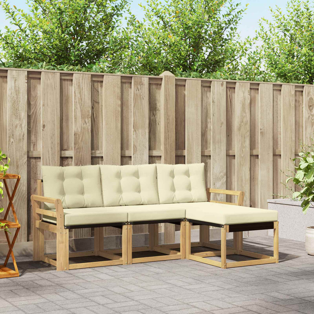 Outdoor-Sofagarnitur mit Kissen 4 pcs Weiß und Creme