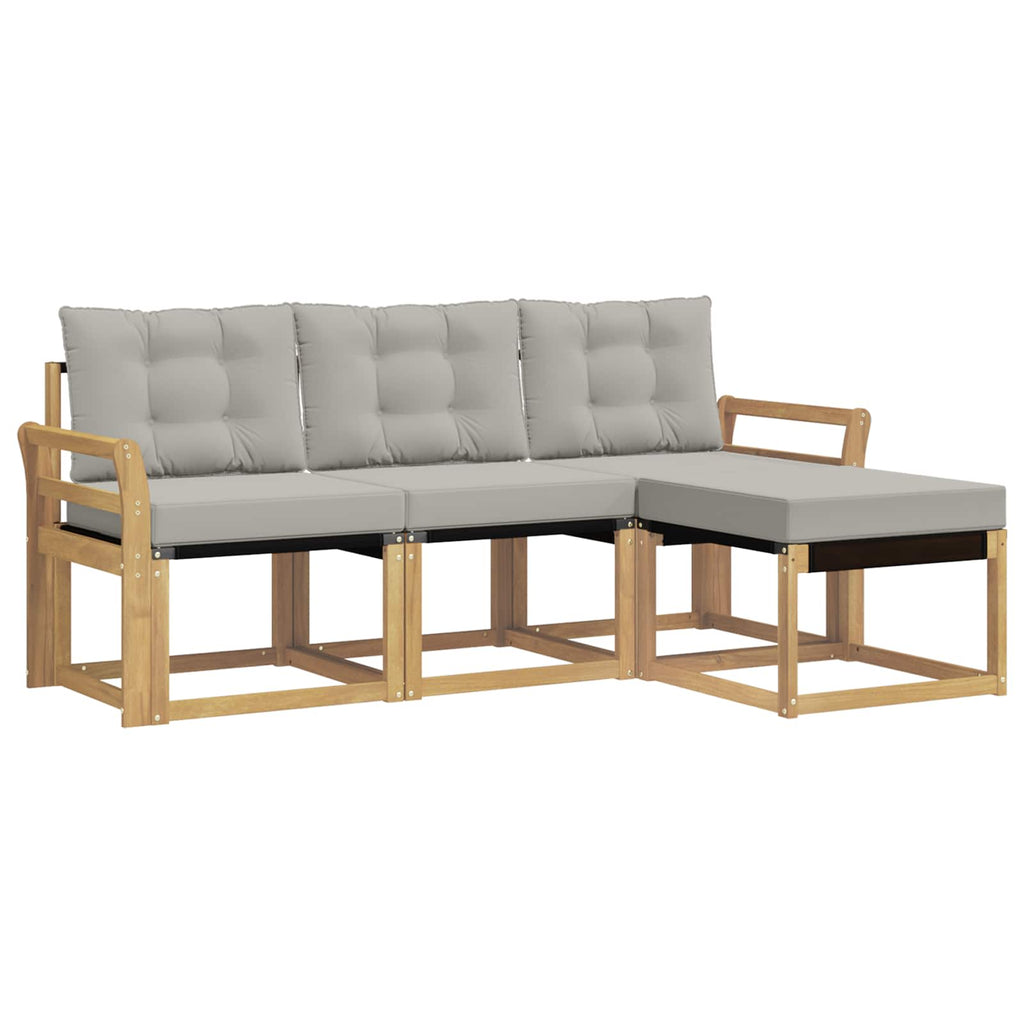 Outdoor-Sofagarnitur mit Kissen 4 pcs Weiß und Hellgrau