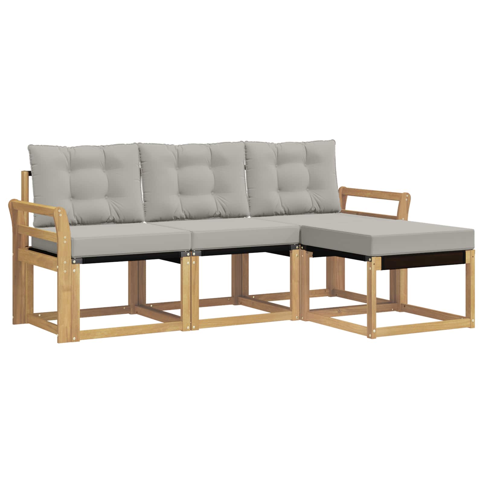 Outdoor-Sofagarnitur mit Kissen 4 pcs Weiß und Hellgrau
