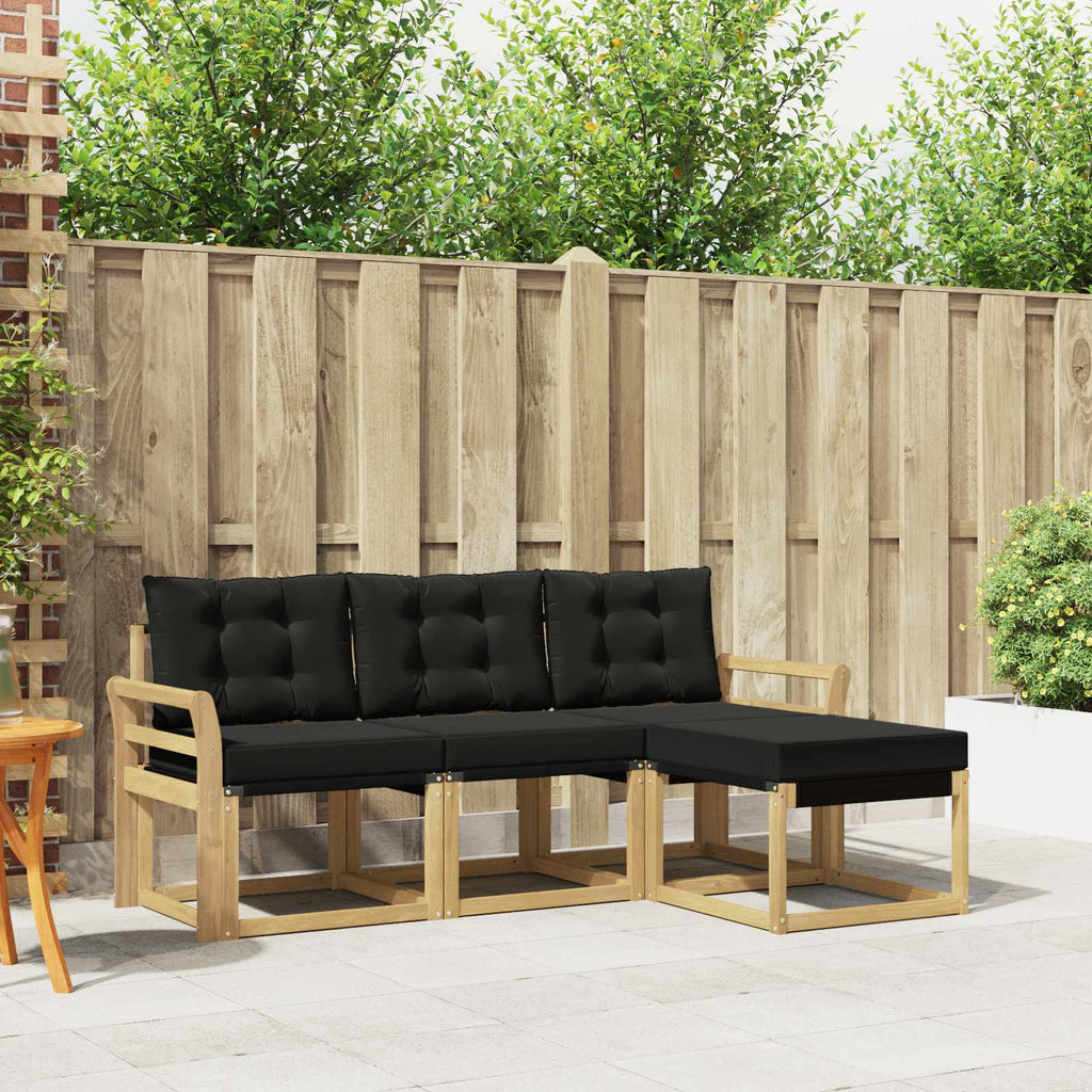 Outdoor-Sofagarnitur mit Kissen 4 pcs Weiß und Schwarz
