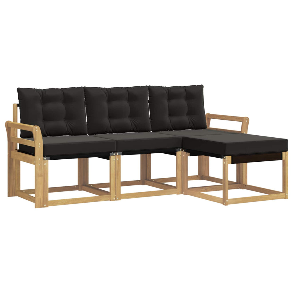 Outdoor-Sofagarnitur mit Kissen 4 pcs Weiß und Schwarz