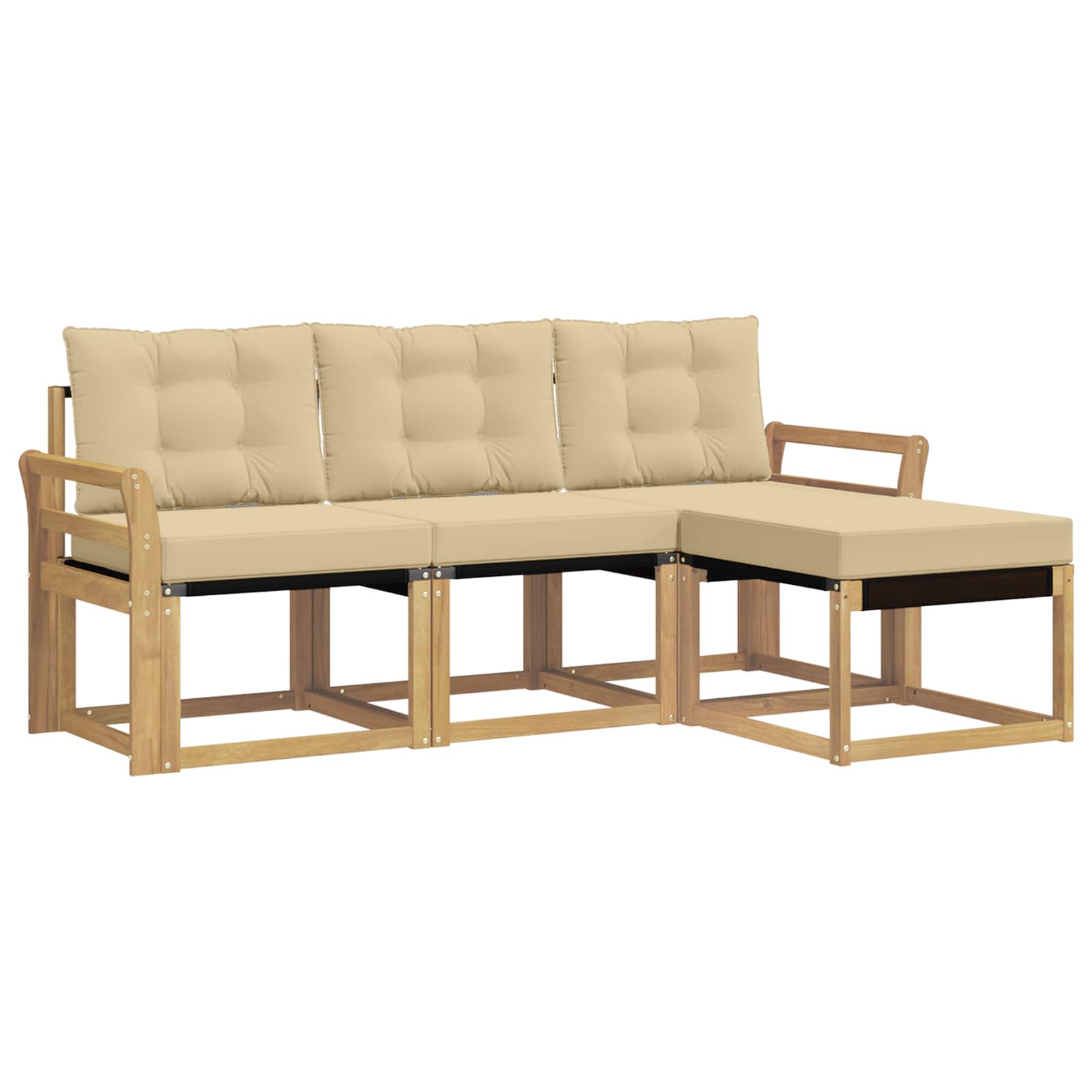 Outdoor-Sofagarnitur mit Kissen 4 pcs Weiß und Beige