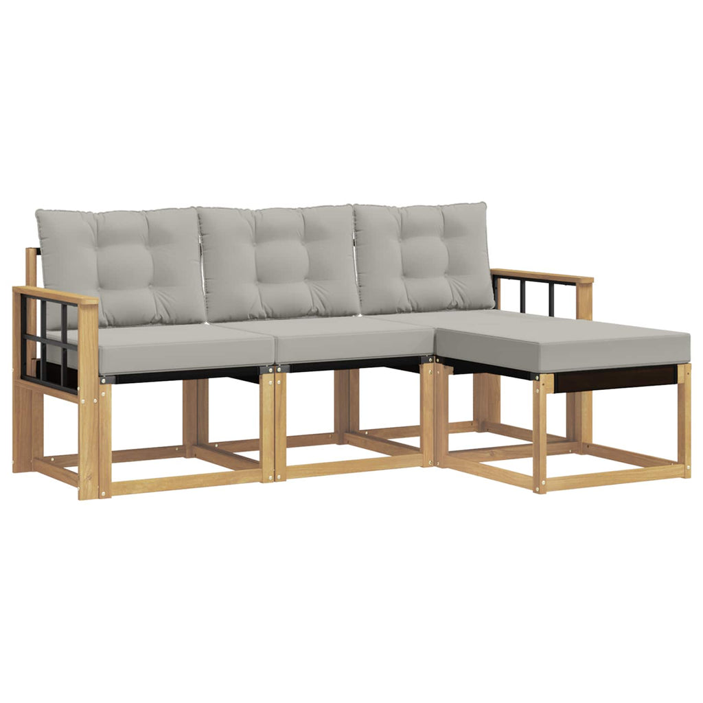 Outdoor-Sofagarnitur mit Kissen 4 pcs Weiß und Hellgrau