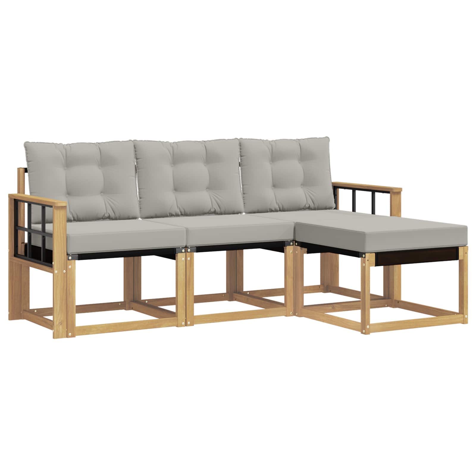 Outdoor-Sofagarnitur mit Kissen 4 pcs Weiß und Hellgrau