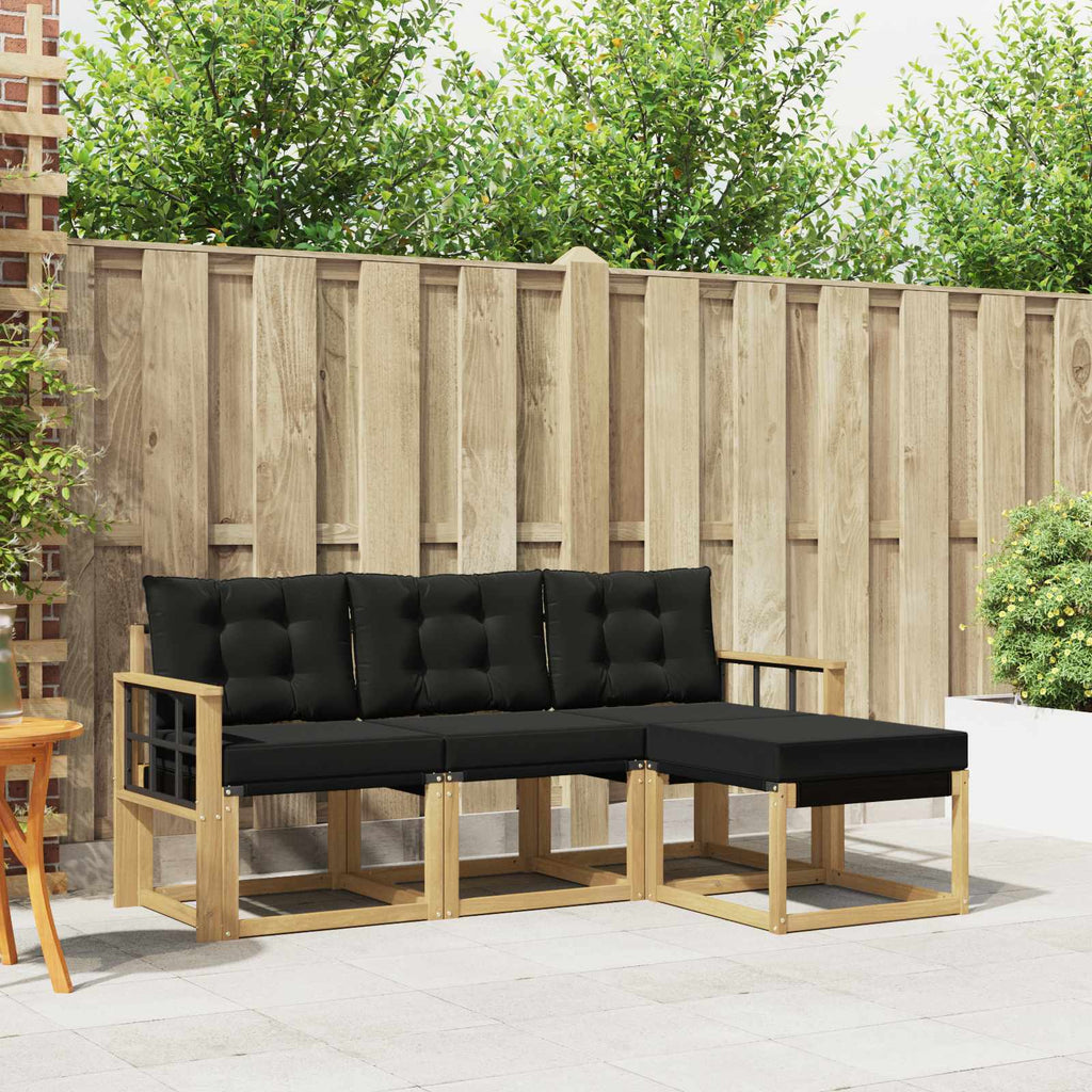 Outdoor-Sofagarnitur mit Kissen 4 pcs Weiß und Schwarz