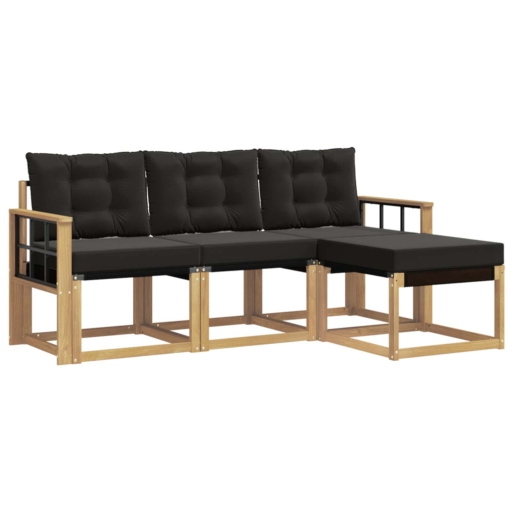 Outdoor-Sofagarnitur mit Kissen 4 pcs Weiß und Schwarz