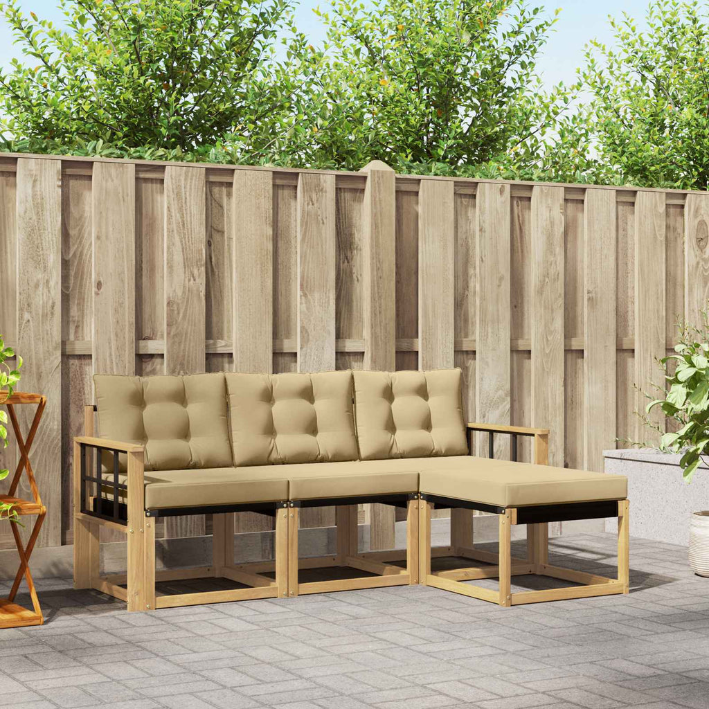 Outdoor-Sofagarnitur mit Kissen 4 pcs Weiß und Beige