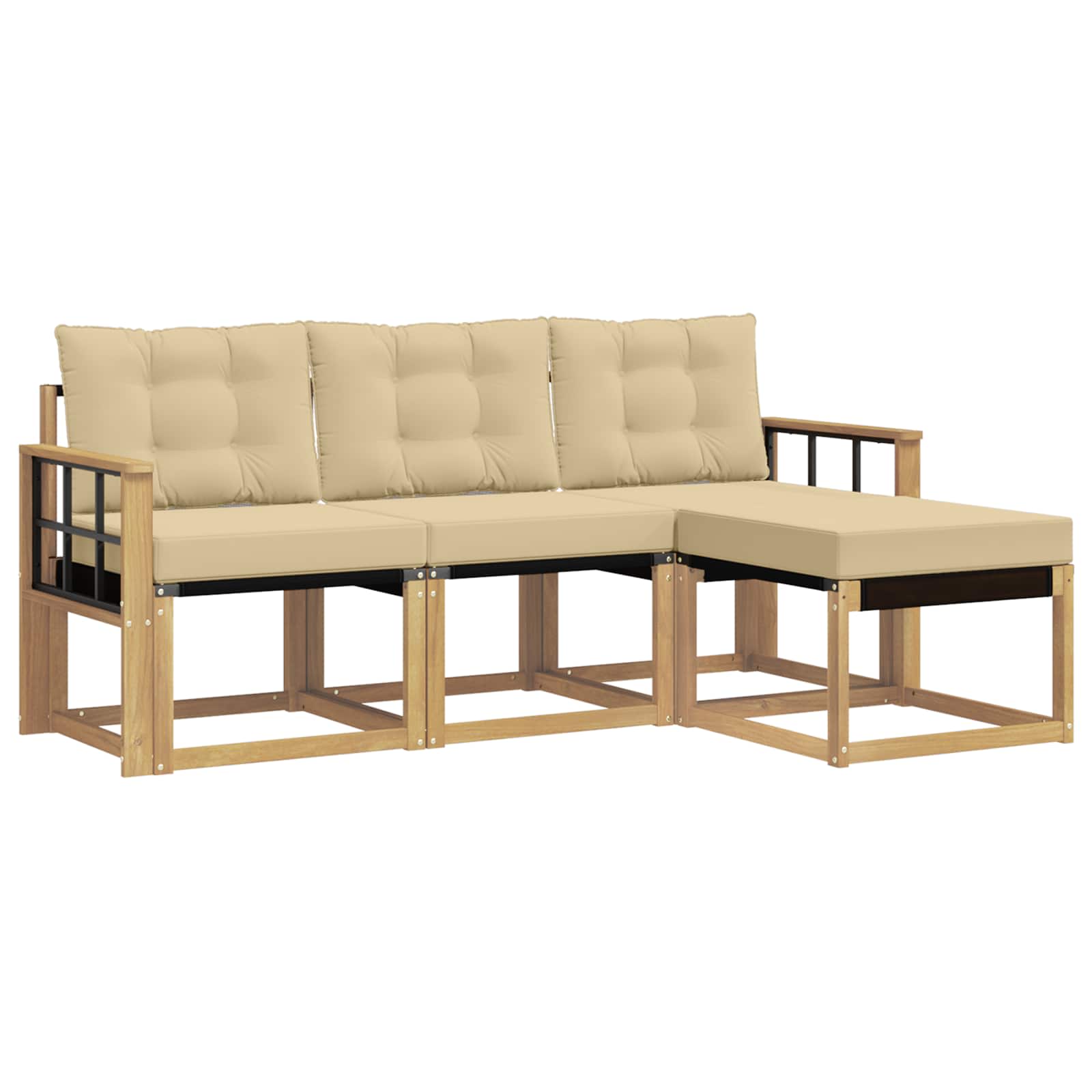 Outdoor-Sofagarnitur mit Kissen 4 pcs Weiß und Beige