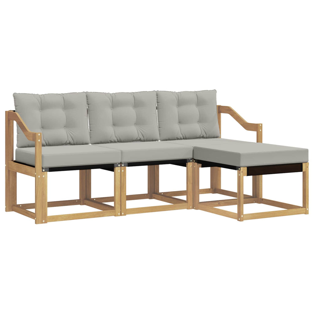 Outdoor-Sofagarnitur mit Kissen 4 pcs Weiß und Hellgrau