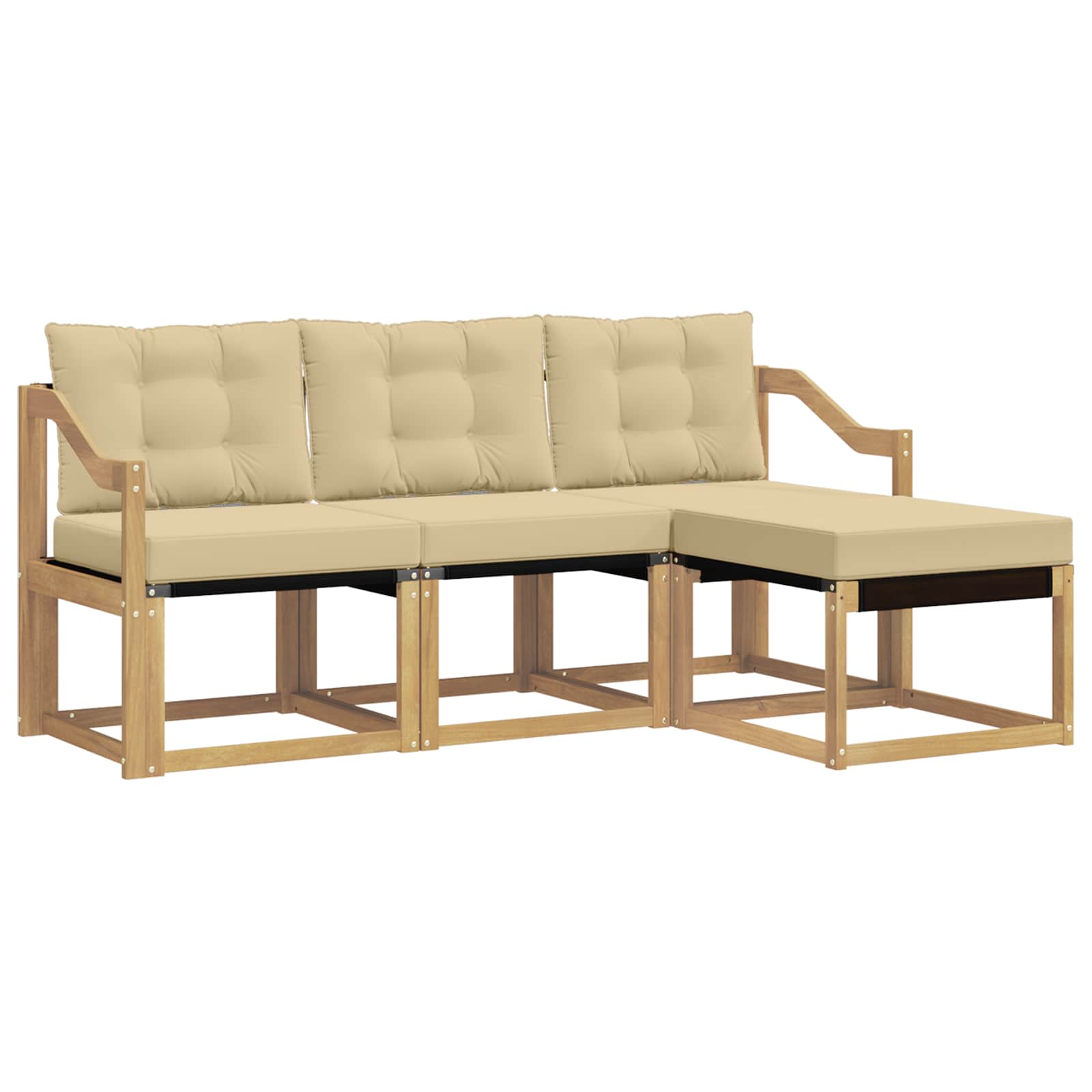 Outdoor-Sofagarnitur mit Kissen 4 pcs Weiß und Beige
