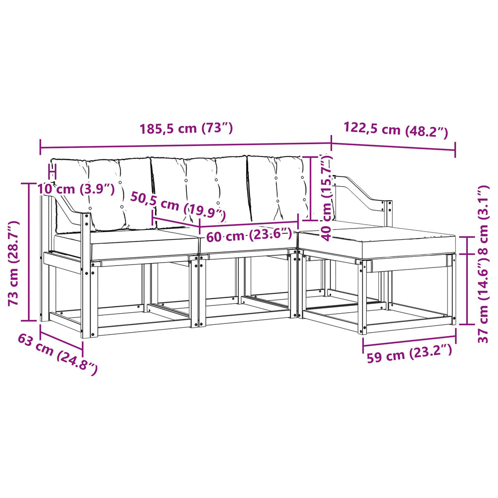 Outdoor-Sofagarnitur mit Kissen 4 pcs Weiß und Beige