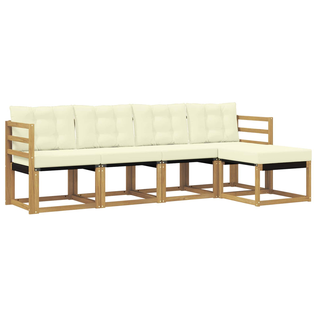 Outdoor-Sofagarnitur mit Kissen 5 pcs Weiß und Creme
