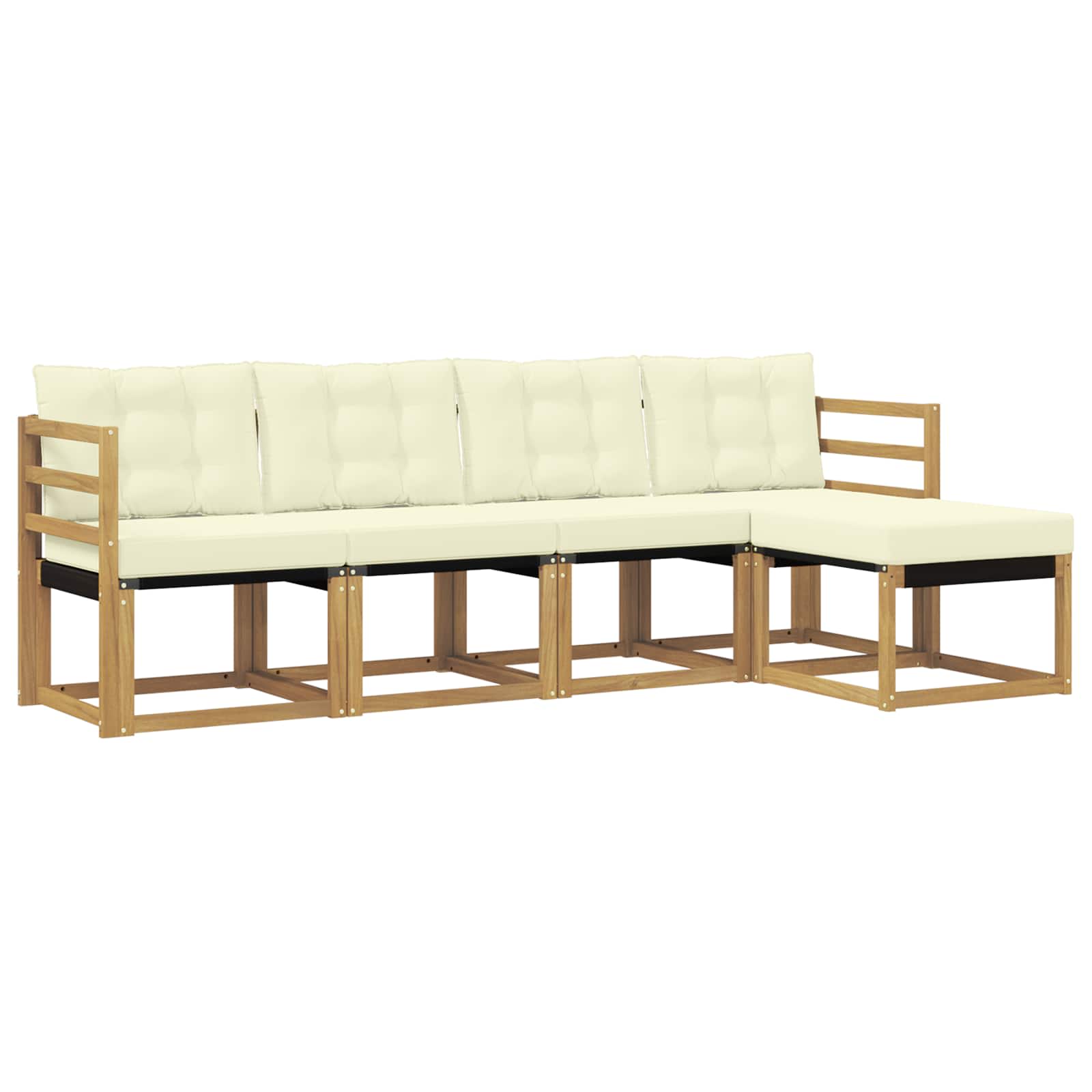 Outdoor-Sofagarnitur mit Kissen 5 pcs Weiß und Creme